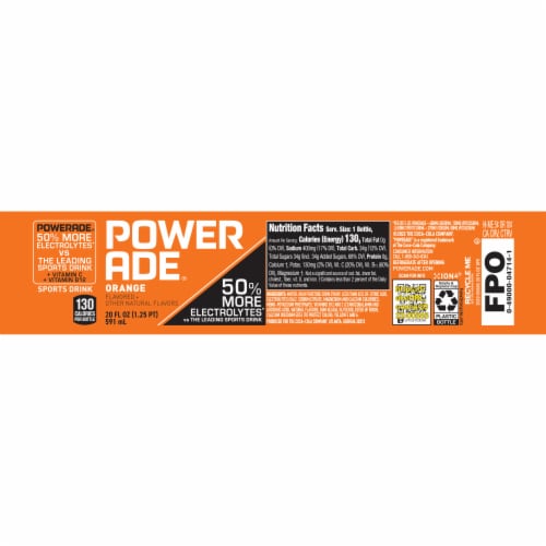 Powerade® Orange Sports Drink Multipack Bottles Perspective: back