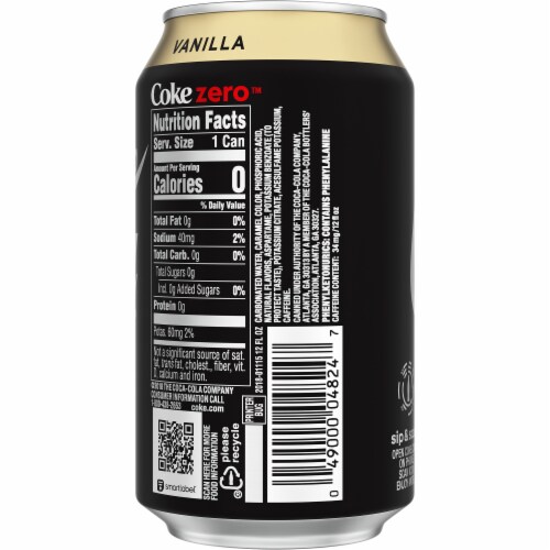 Coca-Cola Zero Sugar Vanilla Cola Soda Perspective: back