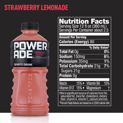 Powerade Strawberry Lemonade Electrolyte & Vitamin Sports Drink Perspective: back