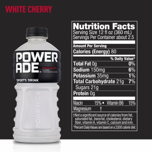 Powerade White Cherry Electrolyte & Vitamin Sports Drink Perspective: back