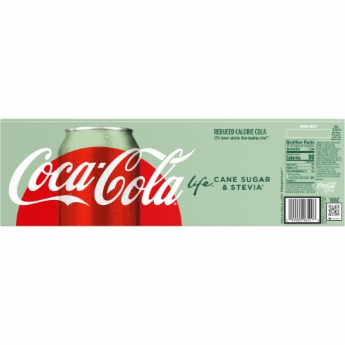 Coca-Cola Life Reduced-Calorie with Stevia Soda Can Perspective: back