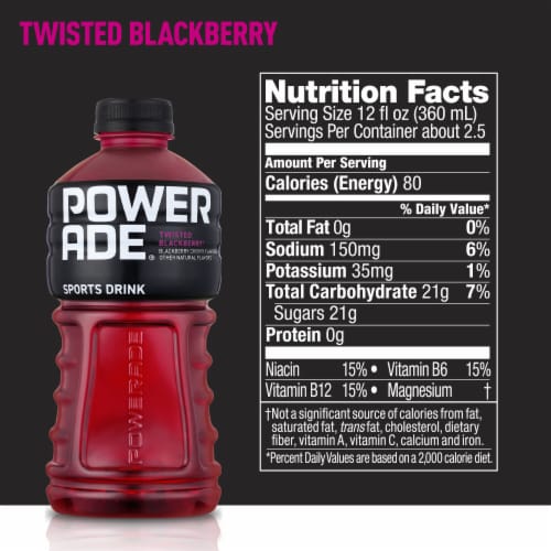 Powerade Twisted Blackberry Cherry Electrolyte & Vitamin Sports Drink Perspective: back