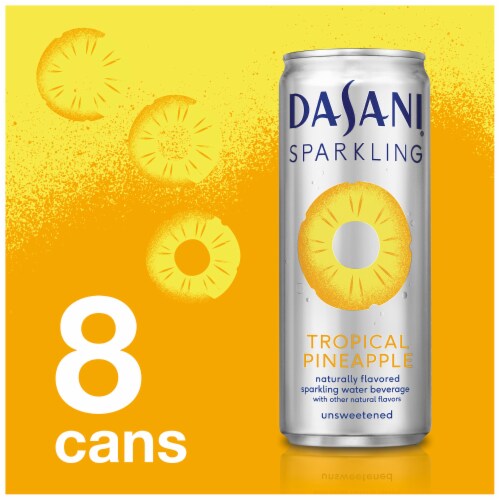 Dasani® Tropical Pineapple Flavored Sparkling Water Cans Perspective: back