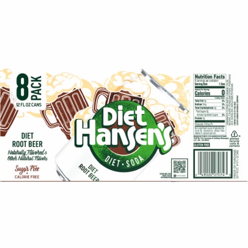 Hansen's Diet Root Beer Soda Perspective: back
