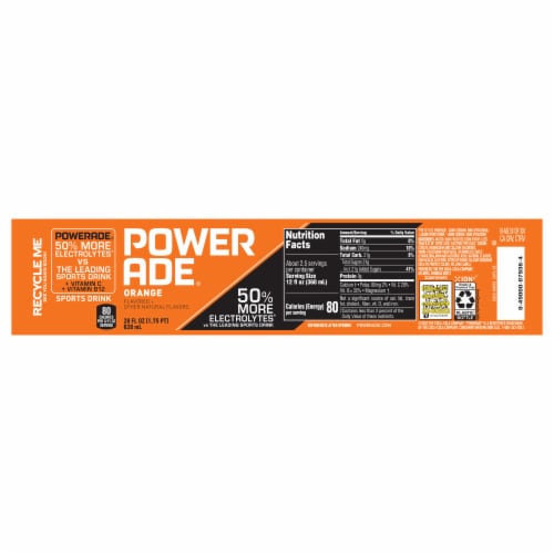 Powerade Orange Added Electrolyte & Vitamin Fruit Flavor Sports Drink Perspective: back