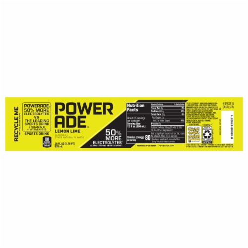 Powerade Lemon Lime Added Electrolyte & Vitamin Fruit Flavor Sports Drink Perspective: back