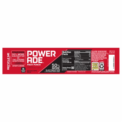 Powerade Fruit Punch Added Electrolyte & Vitamin Fruit Flavor Sports Drink Perspective: back