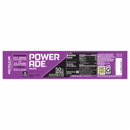 Powerade Grape Added Electrolyte & Vitamin Fruit Flavor Sports Drink Perspective: back