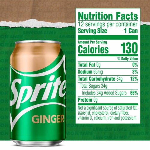 Sprite Ginger Lemon Lime And Ginger Flavored Soda Pop Soft Drink Fridge Pack Perspective: back
