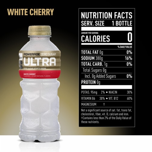 Powerade Ultra Zero Sugar White Cherry Electrolyte & Vitamin Sports Drink With Creatine Perspective: back
