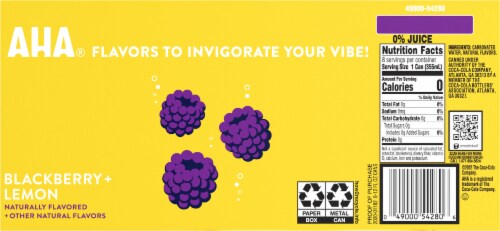 AHA® Blackberry Lemon Flavored Sparkling Water Perspective: back