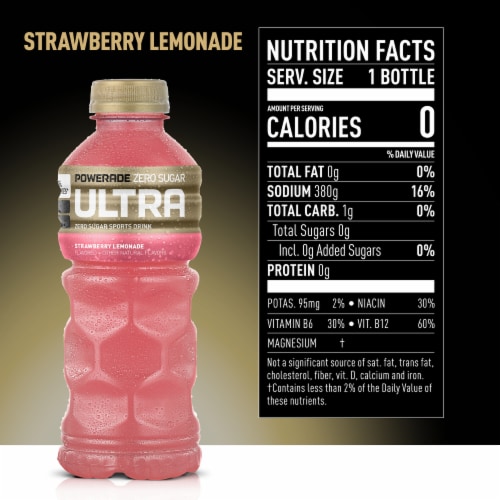 Powerade Ultra Zero Sugar Strawberry Lemonade Electrolyte & Vitamin Sports Drink With Creatine Perspective: back