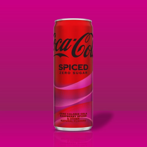 Coca-Cola® Zero Sugar Spiced Raspberry Soda Can Perspective: back