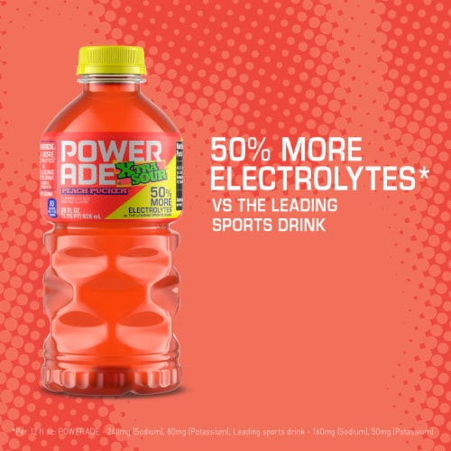 POWERADE® XTRA SOUR Peach Pucker Sports Drink Bottle Perspective: back