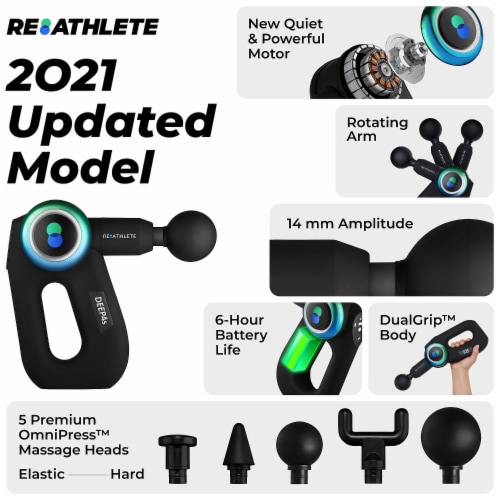 REATHLETE DEEP4S Percussion Therapy Deep Tissue Full Body Handheld Massage Gun Perspective: back