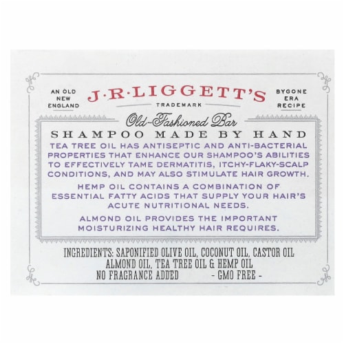J.R. Liggett's Old Fashioned Shampoo Bar Tea Tree & Hemp Oil - 3.5 oz (99 g) Perspective: back
