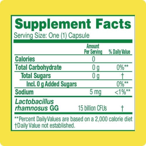 Culturelle® Probiotics Health & Wellness Daily Probiotic Supplement Capsules Perspective: back