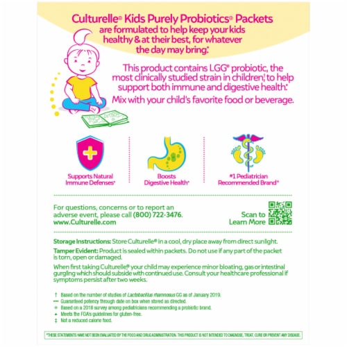 Culturelle® Kids Purely Probiotics® Packets Perspective: back