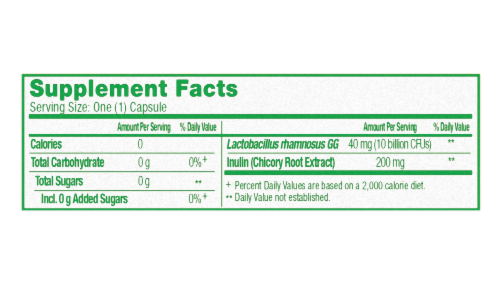 Culturelle® Probiotics Digestive Health Dietary Supplement Vegetarian Capsules Perspective: back