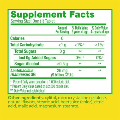 Culturelle® Kids Purely Probiotics® Bursting Berry Flavor Daily Chewable Tablets Perspective: back