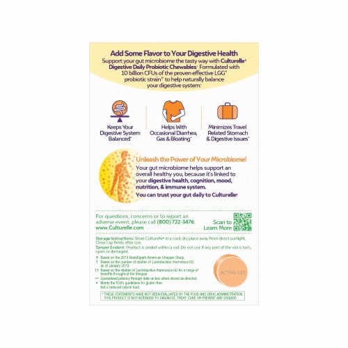 Culturelle Probiotics Digestive Health Orange Flavored Chewables Perspective: back