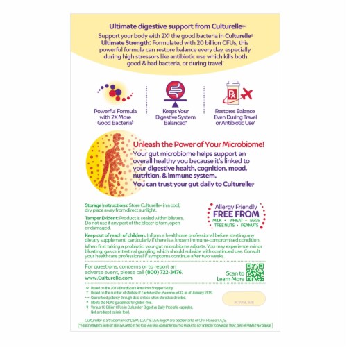 Culturelle® Extra Strength Digestive Health Probiotic Capsules Perspective: back