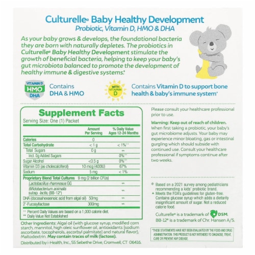 Culturelle® Baby Grow + Thrive Probiotic + Vitamin D Packets Perspective: back
