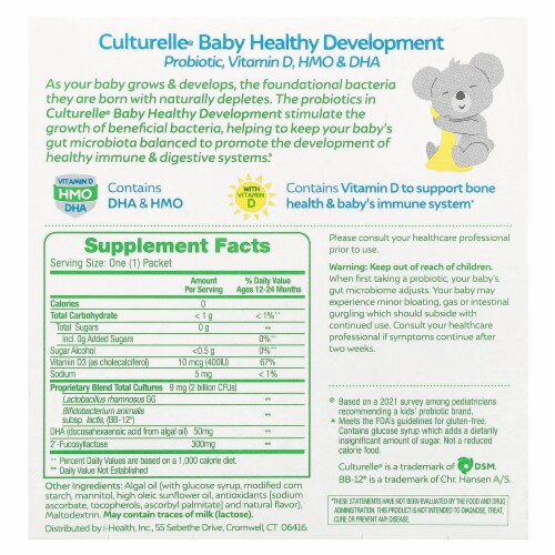 Culturelle® Baby Grow + Thrive Probiotic + Vitamin D Packets Perspective: back