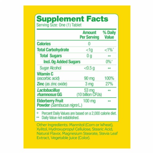 Culturelle® Immune Defense Mixed Berry Flavor Chewable Tablets Perspective: back