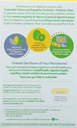 Culturelle Advanced Regularity Probiotic + Prebiotic Fiber Vegetarian Capsules Perspective: back