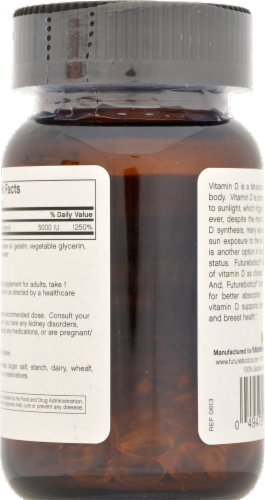 Futurebiotics Vitamin D3 Dietary Supplement Softgels 5000 IU Perspective: back