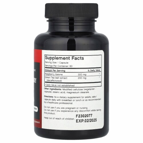 RED RASPBERRY KETONE + GREEN TEA - DIETARY SUPPLEMENT Perspective: back