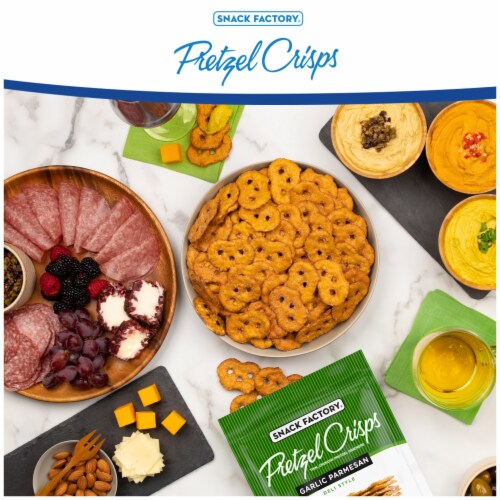 Snack Factory Garlic Parmesan Pretzel Crisps 7.2 OZ Resealable Bag Perspective: back