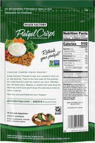 Snack Factory Garden Vegetable Pretzel Crisps 7.2 oz Perspective: back
