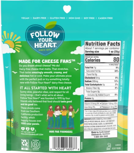 Follow Your Heart® Dairy Free Shredded Mozzarella Cheese Perspective: back