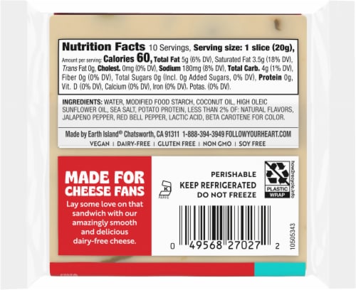 Follow Your Heart® Dairy-Free Pepper Jack Cheese Alternative Slices Perspective: back