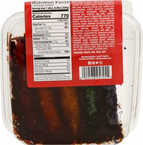 David's Cookies Chocolate Rainbow Cake Slice Perspective: back