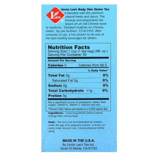 Uncle Lee's® Original Flavor Caffeine Free Body Slim Dieter Tea Perspective: back