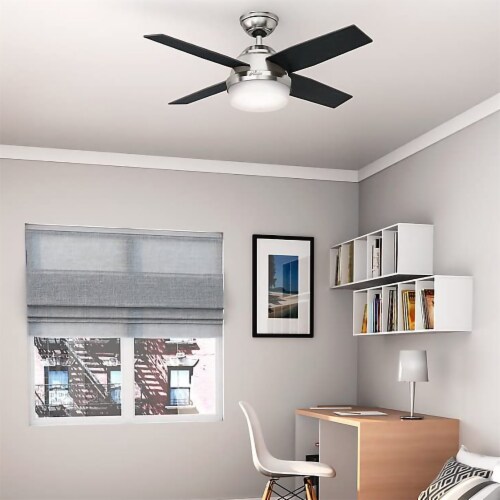 Hunter Dempsey 44/" Ceiling Fan with LED Light and Remote Control Brushed Nickel