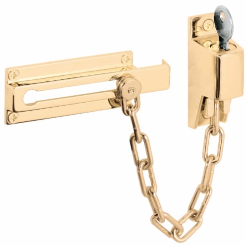 Defender Security Polished Brass Keyed Chain Door Lock U 9912 Perspective: back