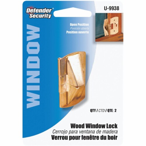Defender Security Brass Finished Steel Flip Window Wedge Lock (2-Pack) U 9938 Perspective: back