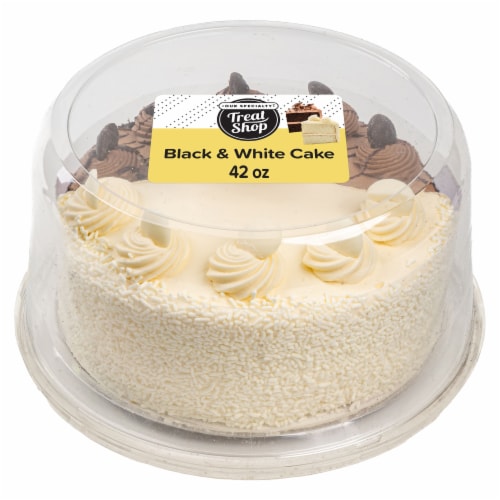 Our Specialty Treat Shop™ Black & White Round Double Layer Cake Perspective: back
