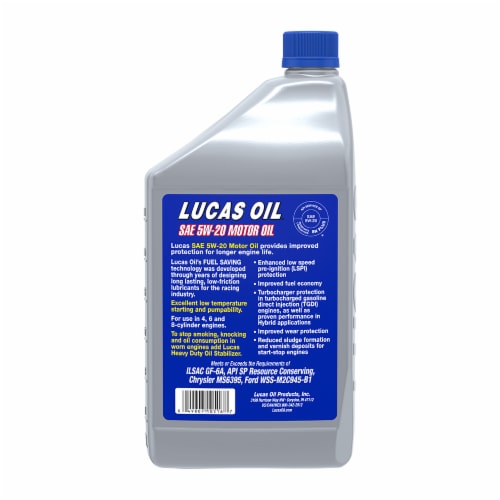 Lucas SAE 5W-20 Motor Oil Perspective: back