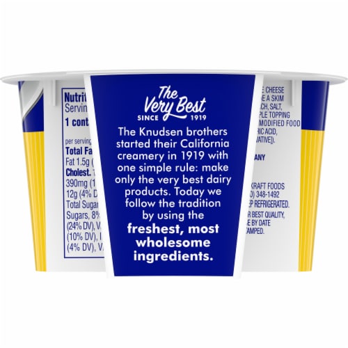 Knudsen Cottage Doubles Lowfat Cottage Cheese & Pineapple Topping with 2% Milkfat, 4.7 oz Cup Perspective: back