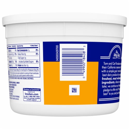 Knudsen Hampshire 100% Natural Sour Cream, 48 oz Tub Perspective: back