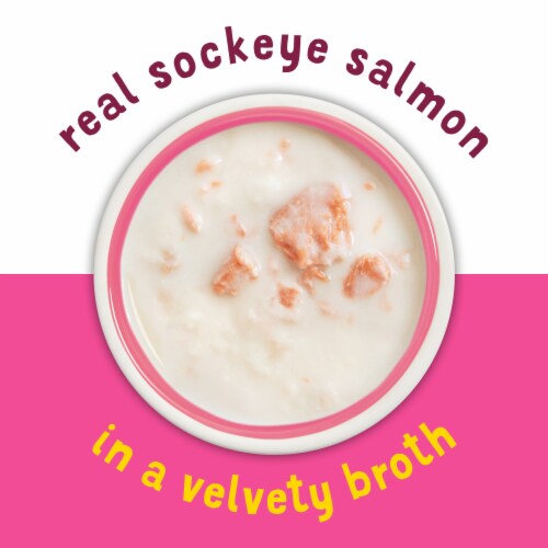 Purina Friskies Lil' Soups Wet Cat Food Lickable Cat Treats With Sockeye Salmon in Chicken Broth Perspective: back