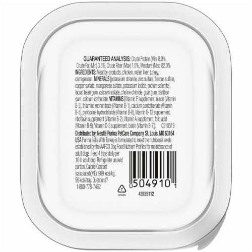 Purina® Bella Turkey in Savory Juices Pate Small Breed Wet Dog Food Perspective: back