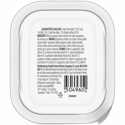 Bella® Pate with Beef and Smoked Bacon in Savory Juices Small Breed Wet Dog Food Perspective: back