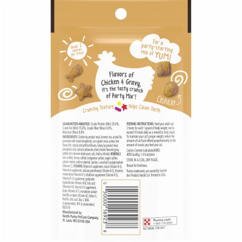 Friskies® Party Mix Gravy-licious Crunch Chicken & Gravy Flavors Cat Treats Perspective: back