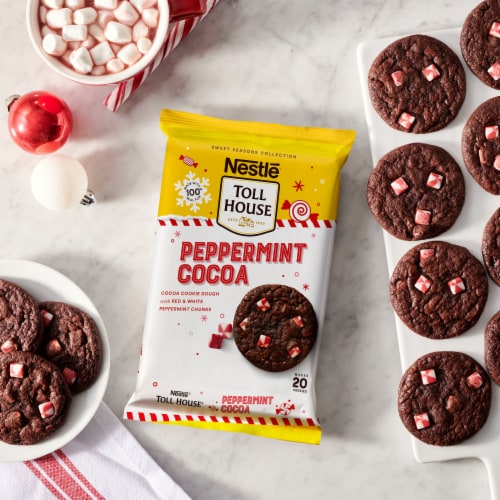 Nestle Toll House Peppermint Cocoa Cookie Dough Refrigerated Cookie Dough Perspective: back